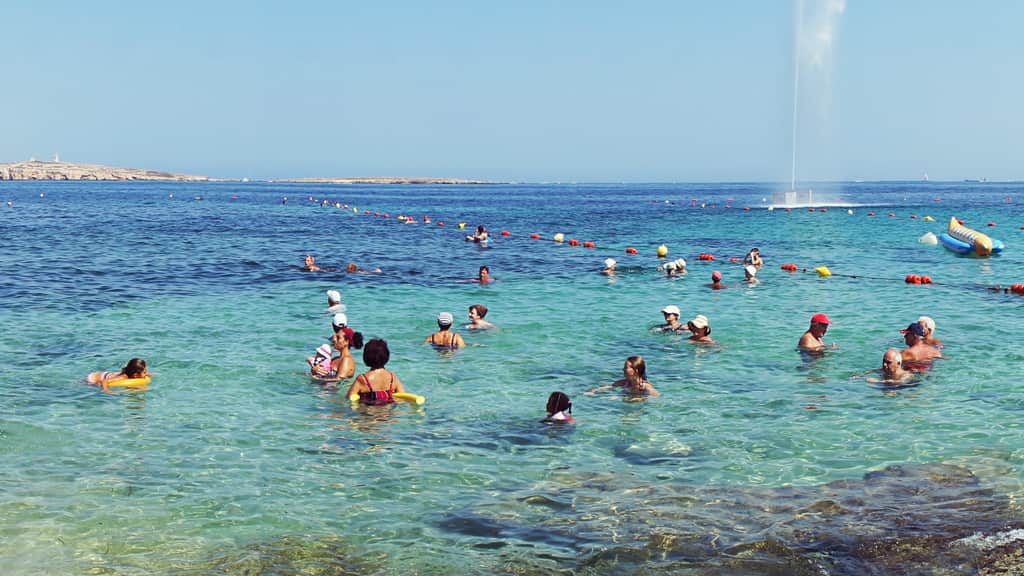 Buġibba Front beach in Buġibba, Malta