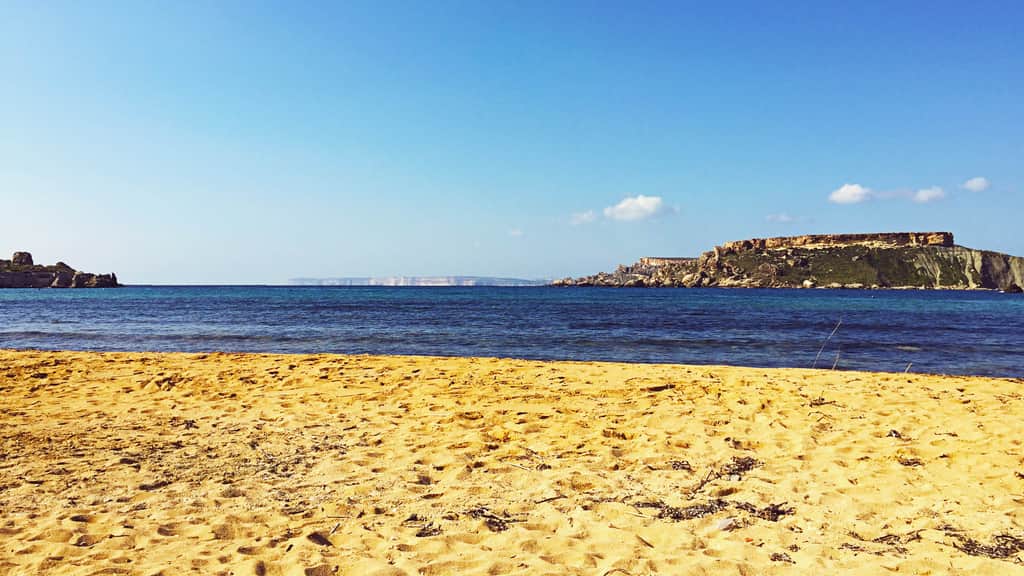 Ġnejna Bay beach in Mġarr, Malta