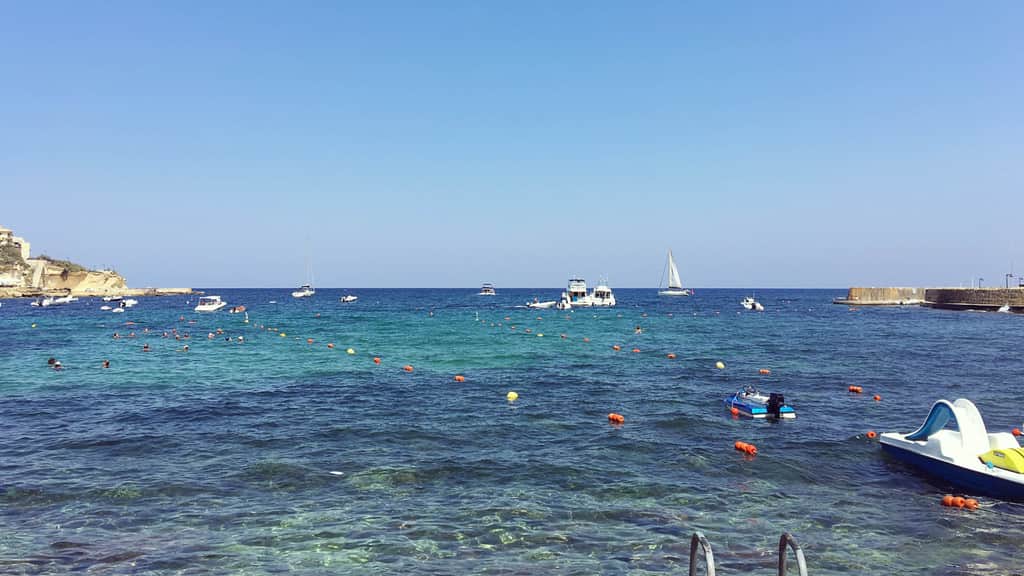 Marsalforn Bay beach in Gozo