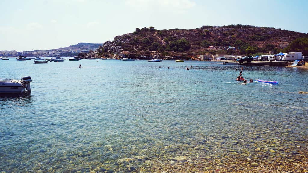 Mistra Bay beach in Xemxija, Malta