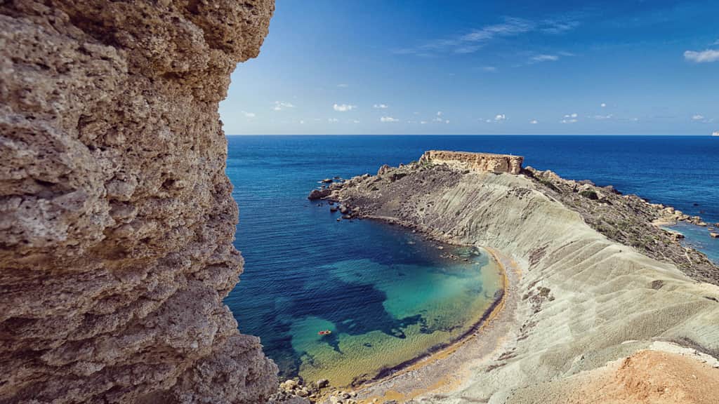 Qarraba Bay beach in Mġarr, Malta
