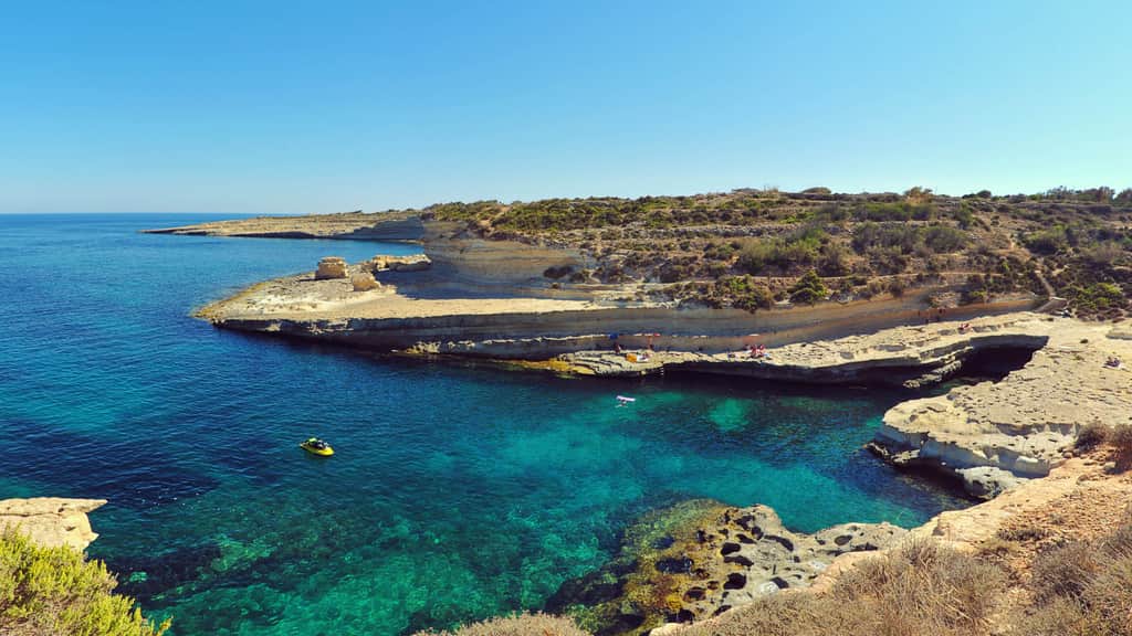 St. Peter’s Pool beach in Marsaxlokk, Malta