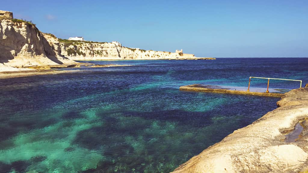 St. Thomas Bay beach in Marsaskala, Malta
